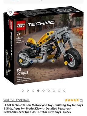 Lego Technic Yellow and Gray Motorcycle Model 42225 COLLECTIBLES